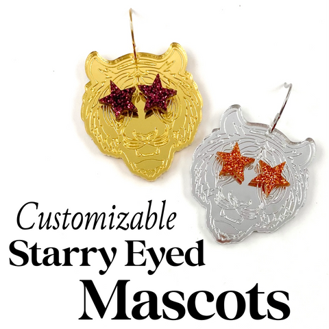 1.5" Fan Glam Mascot Dangles: TIGERS - Custom Spirit Earrings