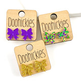 15mm Mardi Gras Bow Studs