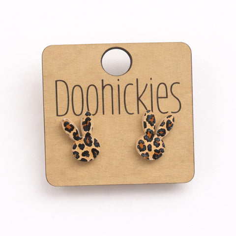 Leopard Bunny Ear Studs - Easter Earrings