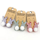 1.5" Glitter Bunny Tail Dangles - Easter Earrings