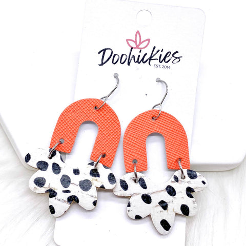 2.5" Coral Saffiano & Dalmatian Lucy -Earrings