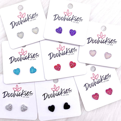 8mm Sparkle Valentine Hearts -Earrings