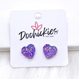 12mm Sparkle Valentine Heart Studs -Earrings