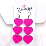 2.5" Glitter Valentine Heart Drops -Earrings