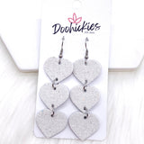 2.5" Glitter Valentine Heart Drops -Earrings