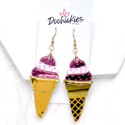 2.75" Ice Cream Cone Acrylics -Summer Earrings