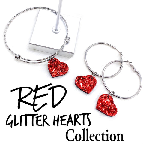 Red Glitter Valentine Heart Collection (sold separate) -Bracelets