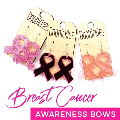 1.5" Breast Cancer Awareness Acrylic Ribbon Collection - Awareness Earrings