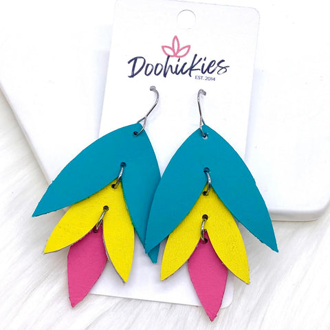 2.5" Retro Lilli Belle (Teal/Yellow/Pink) -Summer Earrings