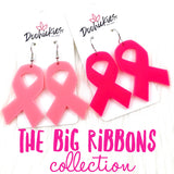 2" Big Ribbon Collection -Breast Cancer Awareness Earrings