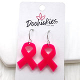 1.25" Lil' Ribbon Collection -Breast Cancer Awareness Earrings