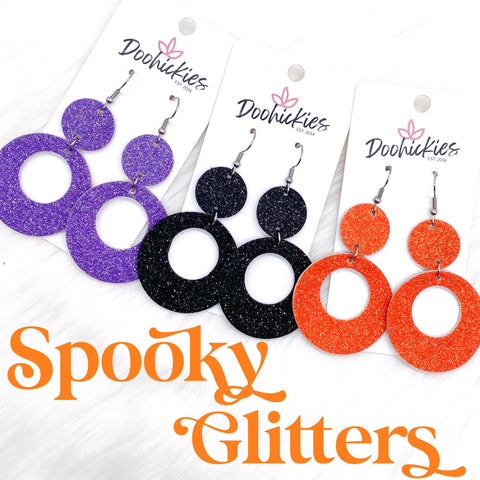 2.25" Spooky Glitters Lil' O's- Halloween Earrings