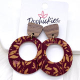 2" Walnut & Fall Willow Lil' O Dangles- Fall Cork Earrings