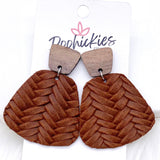 2" Walnut & Fall Braided Jasmine Dangles -Fall Leather Earrings