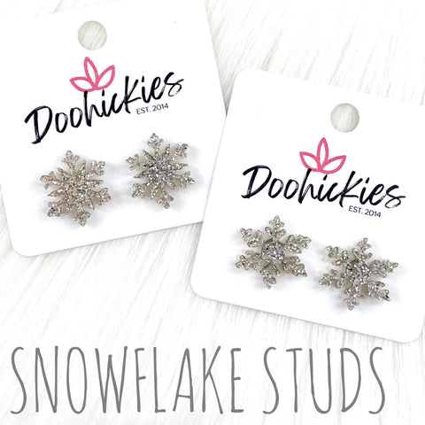 Glittery Snowflake Studs -Christmas Earrings