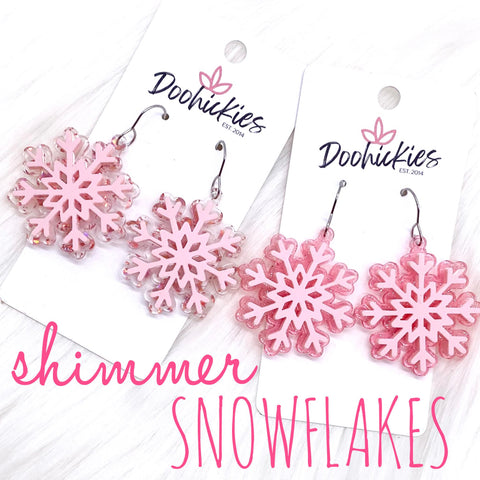 1.5" Layered Shimmer Snowflakes -Christmas Acrylic Earrings