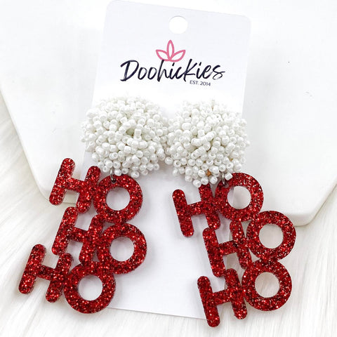 2.75" HO HO HO Dangles -Christmas Acrylic Earrings