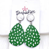 2" Doodle Dot Dangles -Christmas Leather Earrings