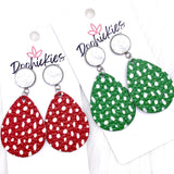 2" Doodle Dot Dangles -Christmas Leather Earrings