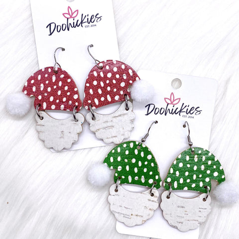 2" Doodle Dot Santas -Christmas Cork Earrings