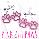 1" Pink Out Acrylic Cutout Paws -Spirit Earrings
