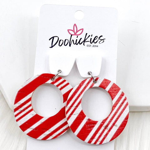2" White & Peppermint Lil' O Dangles- Christmas Earrings