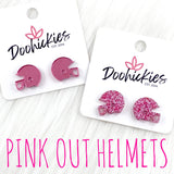 15mm Pink Out Acrylic Helmets -Sports Earrings
