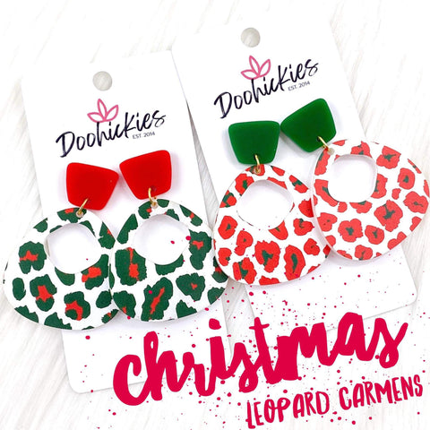 2" Christmas Leopard Lil' Carmen's -Acrylic Earrings