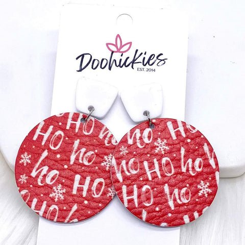 2" Ho Ho Ho Piggyback Dangles -Christmas Earrings