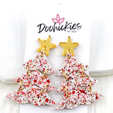 2.5" Festive Glitter Layered Trees -Christmas Earrings
