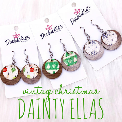 1.25" Vintage Christmas Ellas -Christmas Earrings