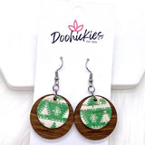 1.25" Vintage Christmas Ellas -Christmas Earrings