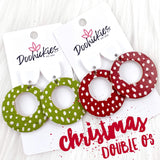 2" Christmas Doodle Dot Lil' O Dangles -Cork Earrings