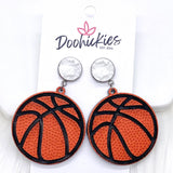 2.25" Engraved Basketball Dangles -Sports Earrings