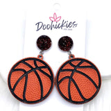 2.25" Engraved Basketball Dangles -Sports Earrings