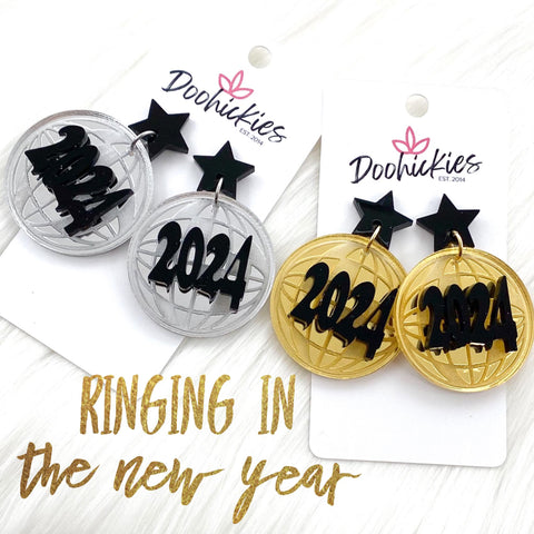 2" Ringing in the New Year Acrylic Earrings