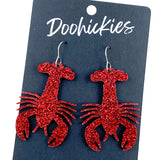 Glittery Red Crawfish Acrylic Dangles (2 Sizes) -Earrings