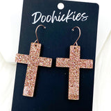 Glitter Cross Dangles- Acrylic Earrings