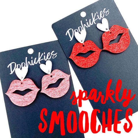 Sparkly Saffiano Smooches -Valentine's Acrylic Earrings