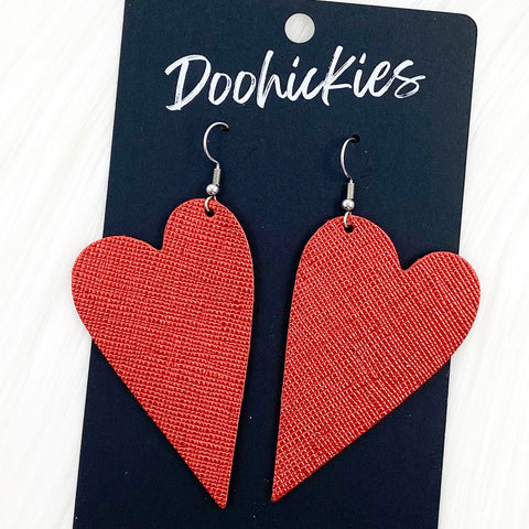 Saffiano Leather Hearts -Valentine's Earrings