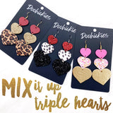 3.5" Mix it up Waterfall Hearts -Valentine's Earrings