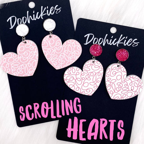 2" Scrolling Heart Dangles -Valentine Acrylics