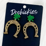 2" Lucky Horseshoe Dangles - St. Paddy Acrylic Earrings