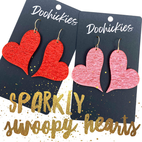 Sparkly Saffiano Swoopy Acrylic Hearts -Valentine's Earrings – Doohickies  Wholesale