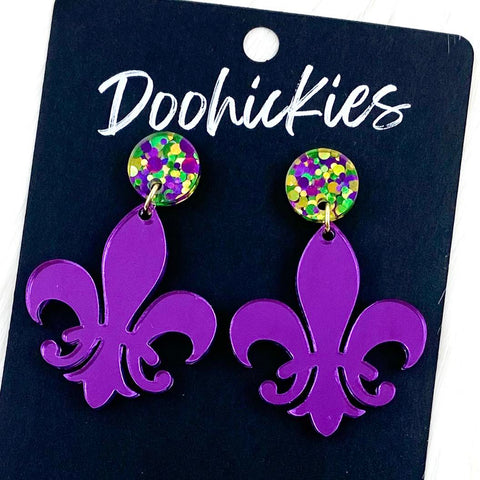 2" Fleur de Lis Acrylic Dangles (2 Color Options) -Earrings