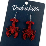 Glittery Red Crawfish Acrylic Dangles (2 Sizes) -Earrings