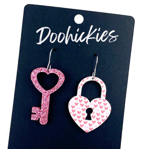 1.5" Lock & Key -Valentine's Acrylic Earrings