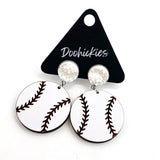 2" Custom Engraved Baseball Dangles -Baseball Earrings