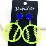 2" Custom Cutout Softball Dangles -Softball Earrings