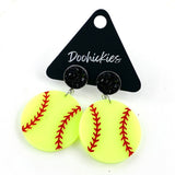2" Custom Engraved Softball Dangles -Softball Earrings